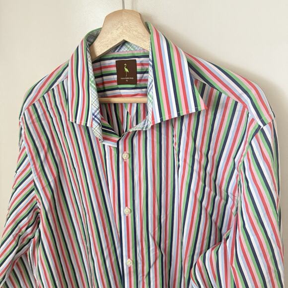 Mens Tailorbyrd Flip Cuff Striped Multi Color Modern Classic Timeless Shirt XL - Picture 5 of 7